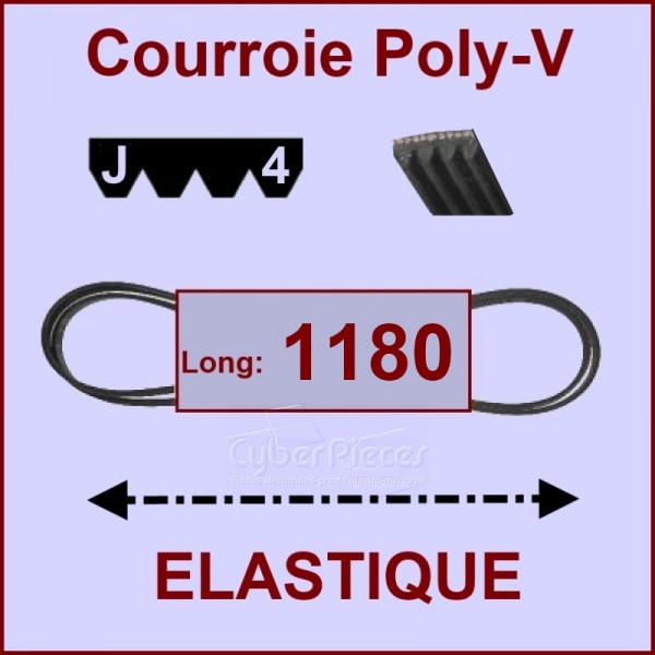 Courroie 1180 J4 - EL- élastique Courroie 1180 J4 - EL- élastique
