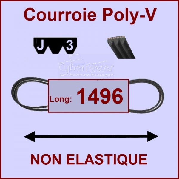 Courroie 1496 J3 non élastique Courroie 1496 J3 non élastique