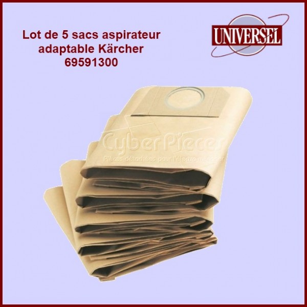 Lot de 5 sacs aspirateur Kärcher 69591300 Version adaptable Lot de 5 sacs aspirateur Kärcher 69591300 Version adaptable