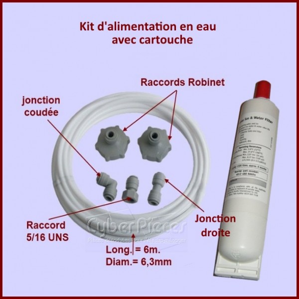 Ensemble filtre à eau avec tuyau d'alimentation 6 m et raccords Ensemble filtre à eau avec tuyau d'alimentation 6 m et raccords