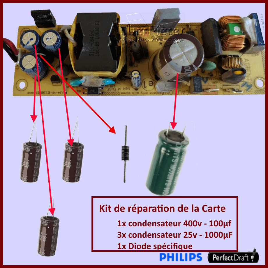 Kit réparation condensateurs PerfectDraft 996500044310 Carte électronique d'alimentation GA-189880 Kit réparation condensateurs PerfectDraft 996500044310 Carte électronique d'alimentation GA-189880