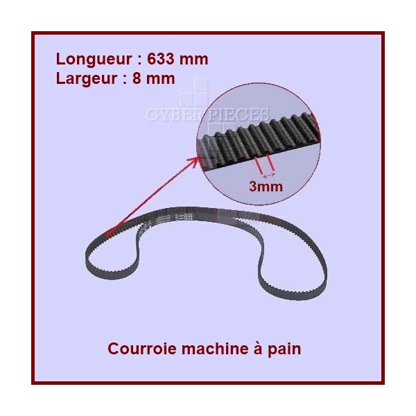 Courroie 633mm machine à pain - QD780A -500588602 CYB-036696