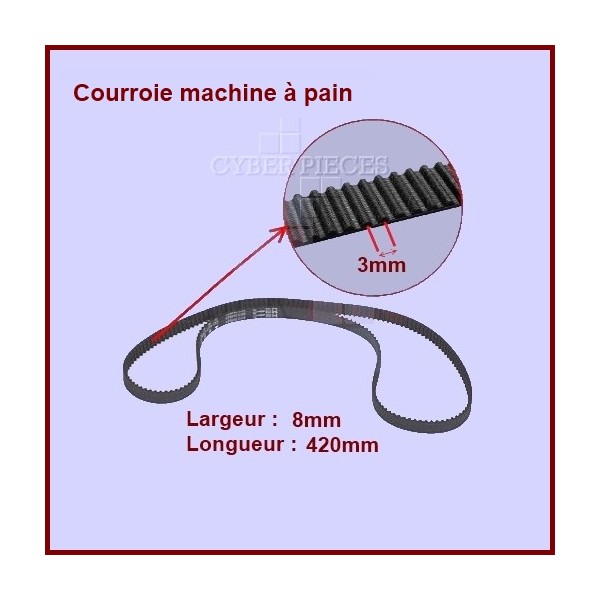 Courroie 420mm machine à pain HTD420-3M-8 CYB-036658