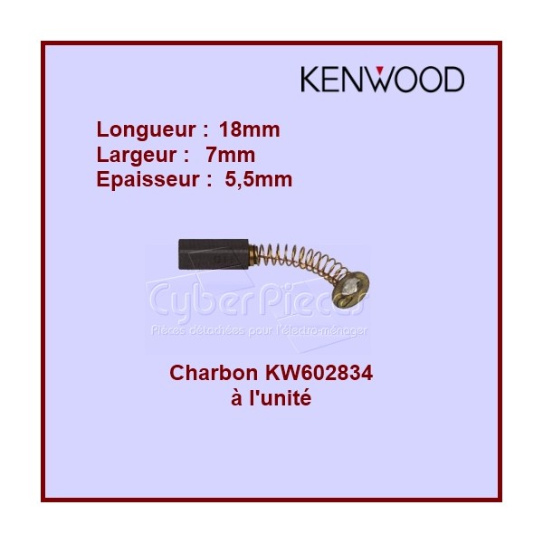 Charbon Kenwood à l'unité - 7x5,5x18 - KW602834 CYB-107235