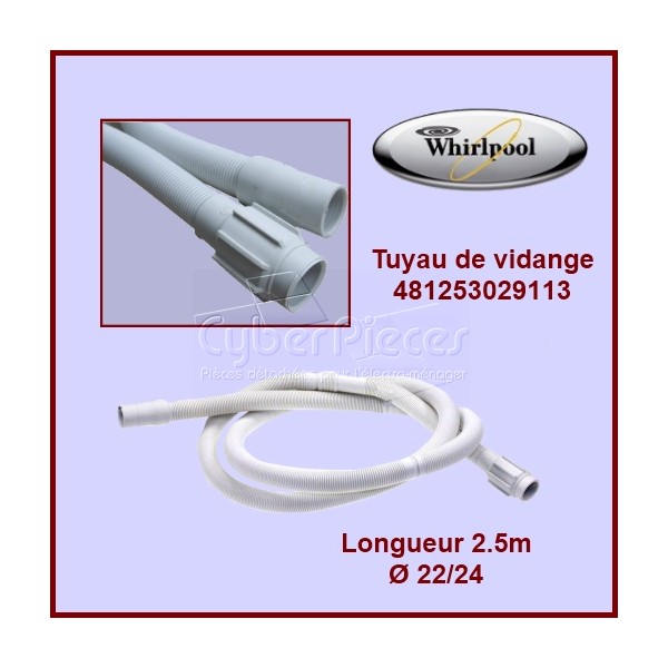 Tuyau de vidange 2.10m Whirlpool 481253029113 CYB-084420