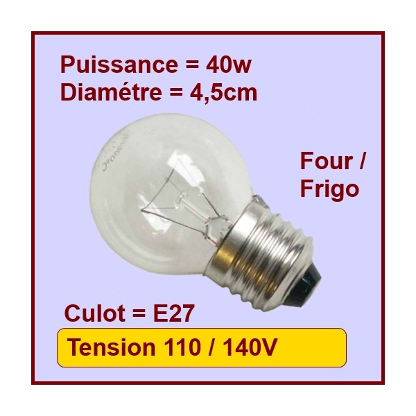 Lampe Sphérique E27 - 40w - 130v CYB-053686