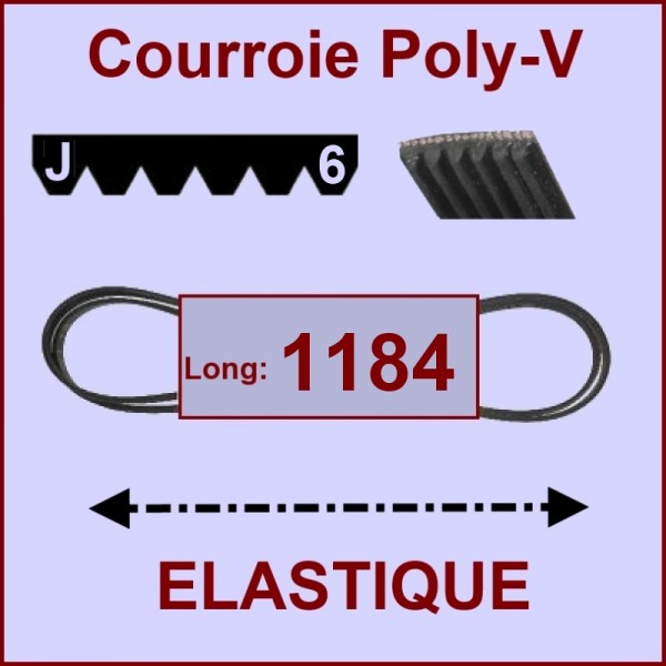 Courroie 1184J6 - EL- élastique CYB-425070