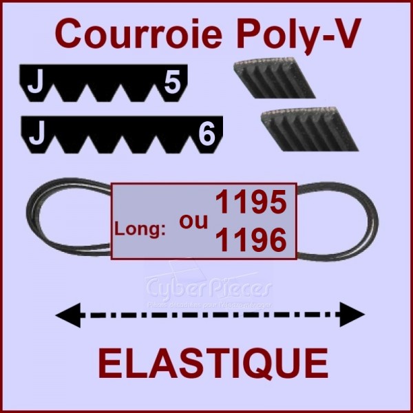 Courroie 1195J5 ou 1196J6 - EL- élastique CYB-004589