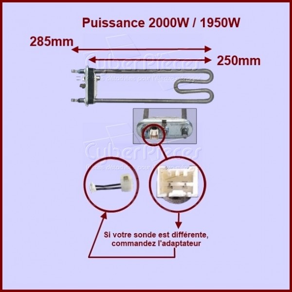 Thermoplongeur 1950w - 2000w - 52X0554 Thermoplongeur 1950w - 2000w - 52X0554