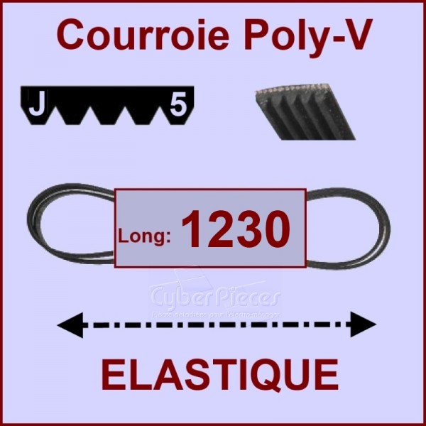 Courroie 1230J5 - EL- élastique CYB-004848