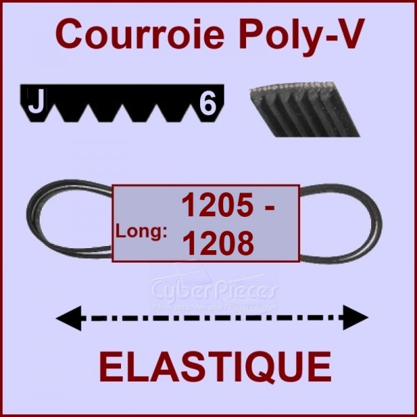 Courroie 1205J6 -1208J6 - EL- élastique CYB-337809