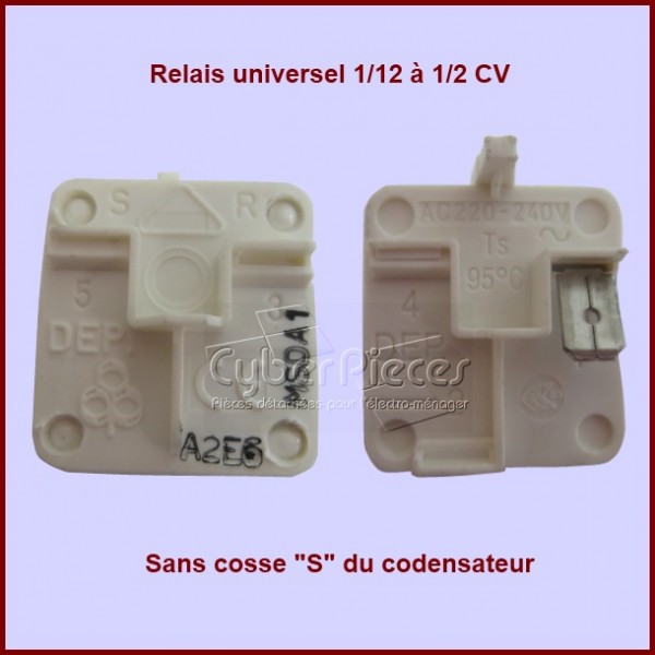 Relais compresseur standard 1/12 à 1/2 cv sans cosse S du condensateur CYB-014793