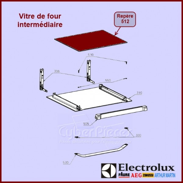 Vitre de four intermédiaire unidirect 3870697020 CYB-156981