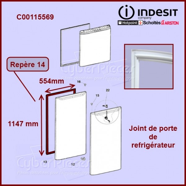 Joint de porte réfrigérateur C00115569