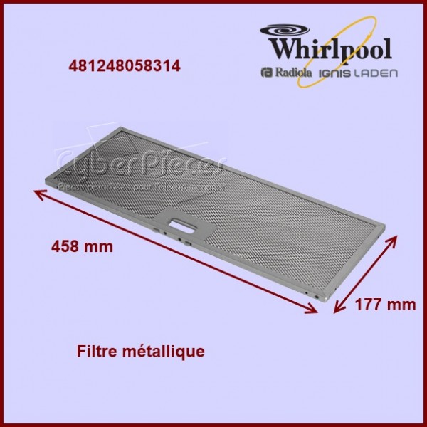 481248058334 filtre anti-graisse métallique pour hotte