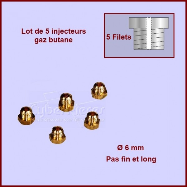 Kit d'injecteurs standard gaz Butane 6mm - Pièces four