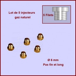 Jeu de 5 injecteurs standard pour gaz naturel Ø6mm avec pas fin et long CYB-135399