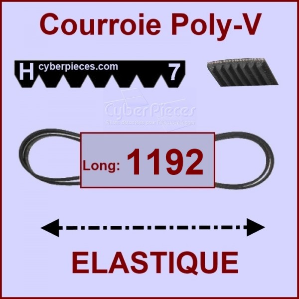 Courroie 1192H7 - EL- élastique CYB-003858