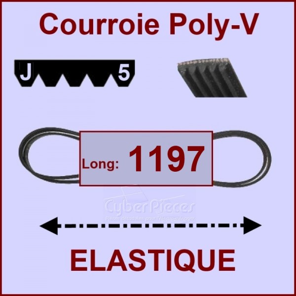 Courroie 1197J5 - EL- élastique CYB-004763