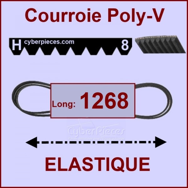 Courroie 1268H8 - EL- élastique - Pièces machine à laver