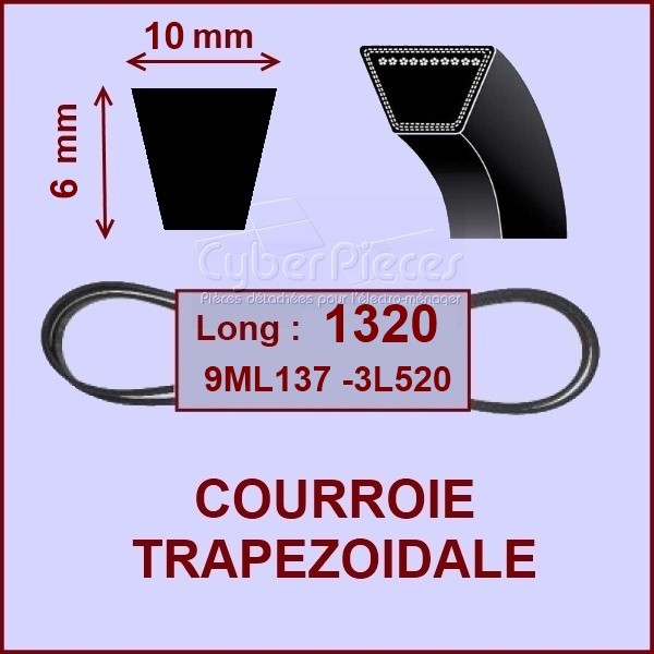 Courroie trapézoïdale 10X6X1320 - 9ML137 - 3L520 CYB-125321