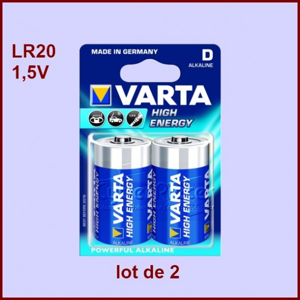 Pile alcaline 1,5V LR20 VARTA 2 pièces - Composants électriques