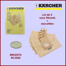 Lot de 5 sacs filtrants en papier - microfiltre Kärcher 69042570 CYB-352482