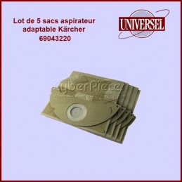 Lot de 5 sacs aspirateur 69043220 BS46 SE3001 2501- Kärcher 69043220 version adaptable ***Pièce épuisée*** CYB-228404