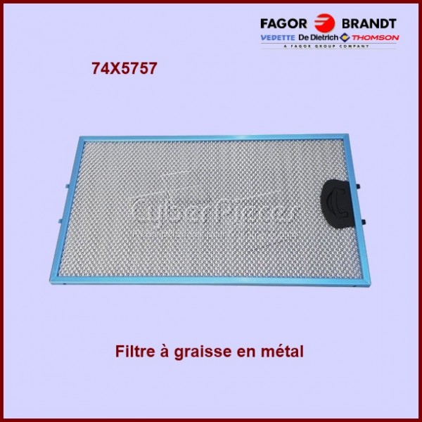 Filtre graisse metal 458x177 pour hotte whirlpool