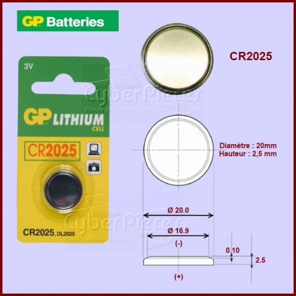 Piles bouton lithium 3v cr2025 - 2 pc - Tecniba