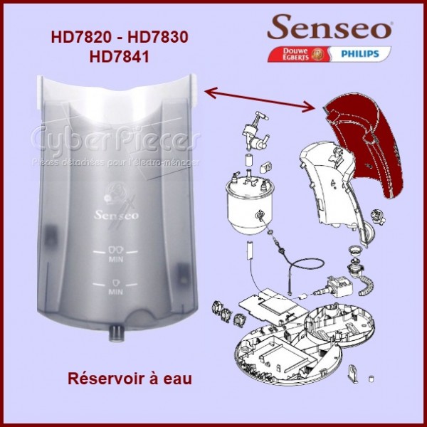 Accessoires Senseo type HD 78 17 6 pièces Dosettes 1 et 2 tasses Réservoir  verseur porte dosette Couvercle Bac récupérateur eau et grille égouttoir  Réservoir eau