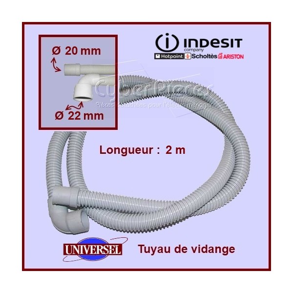 Tuyau vidange extensible de 0.60 à 2 m pour machine à laver 19 et 22 mm