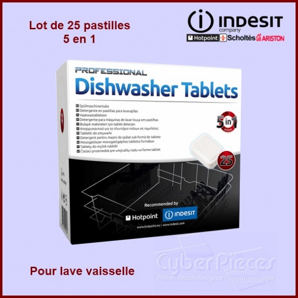 Lot de 25 tablettes lave-vaisselle - Indesit C00092168 Lot de 25 tablettes lave-vaisselle - Indesit C00092168