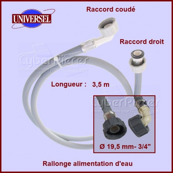 Tuyau d\\\'arrivée d\\\'eau 3,50m droit / coudé - Lave linge & Lave vai