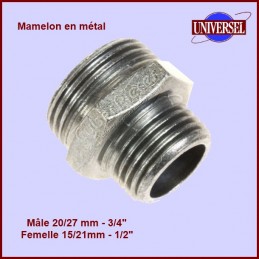Mamelon en métal réducteur Male / male 3/4 X 1/2(20/27 x 15/21) CYB-044158