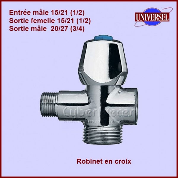 Robinet machine à laver Y anticalcaire 15 x 21 (1/2) - 20 x 27 (3