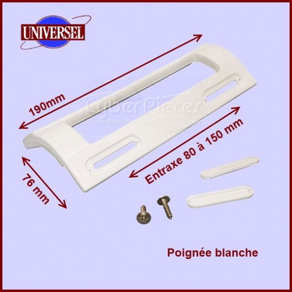 Accessoire Réfrigérateur et Congélateur GENERIQUE Poignee blanche e=85 a  160 universelle pour Refrigerateur Accessoire