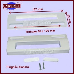 Poignée blanche universel de porte pour réfrigerateur,188x65 mm(anclange  réglable maximum 165 mm - minimum 95mm aprox.) : : Gros  électroménager