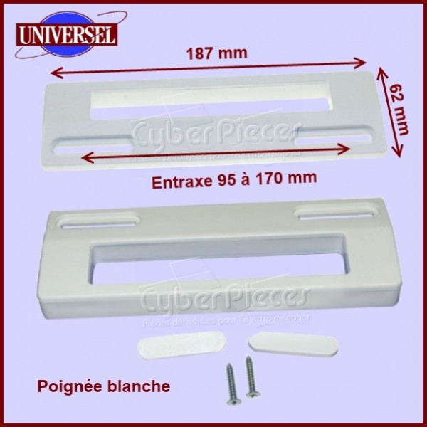 Poignée blanche universelle 187x62mm CYB-022149