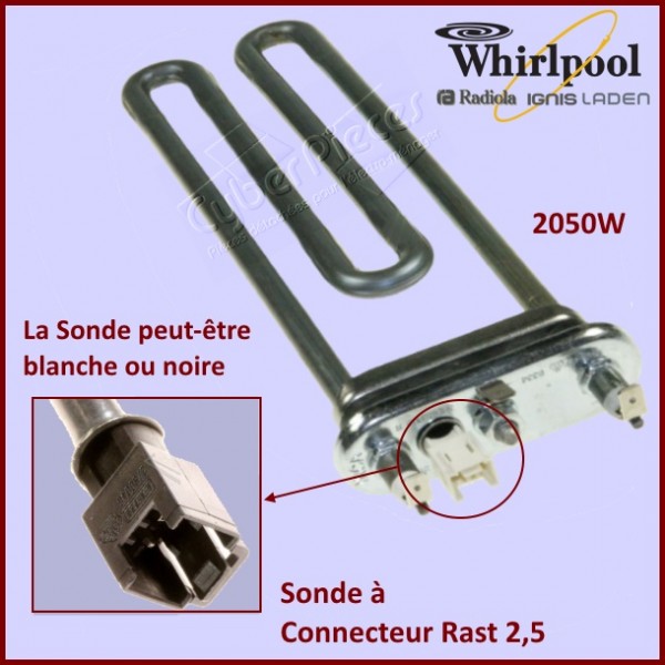 Élément chauffant + CTN 2050W 230V 481225928823 Élément chauffant + CTN 2050W 230V 481225928823