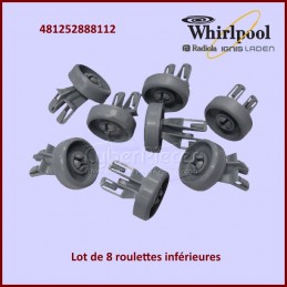 Lot de 8 roulettes inférieures Whirlpool 481252888112 CYB-084239