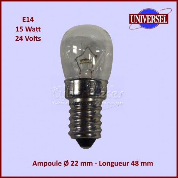 Ampoule 15w E14 / 24 volts / 22x48 mm - Composants électriques