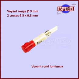 Voyant rond lumineux rouge Ø 9 mm 2 Cosses 6,3 x 0,8 mm CYB-124713