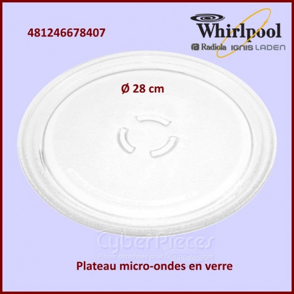 Plateau en verre 280mm Whirlpool 481246678407 CYB-083591