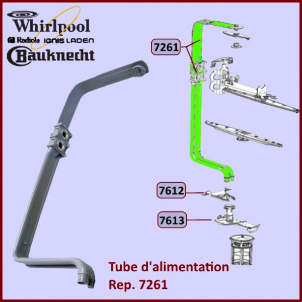 Tube alimentation bras supérieur Whirlpool 481253029331 CYB-084468