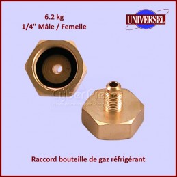 Raccord bouteille de gaz réfrigérant 6.2kg 1/4" mâle / femelle CYB-013987