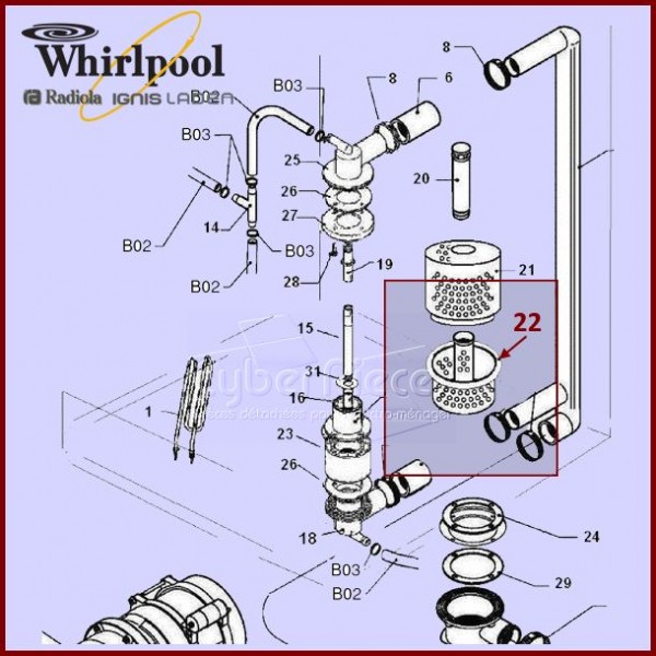 Filtre à déchets 00645038 pour lave-vaisselle Bosch Siemens