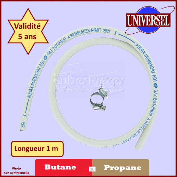 Tuyau de Gaz butane ou propane 1.00 m avec colliers CYB-002189