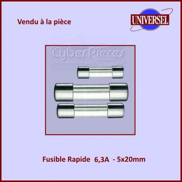 Fusible 6.3A Rapide 5x20mm en verre - Composants électriques