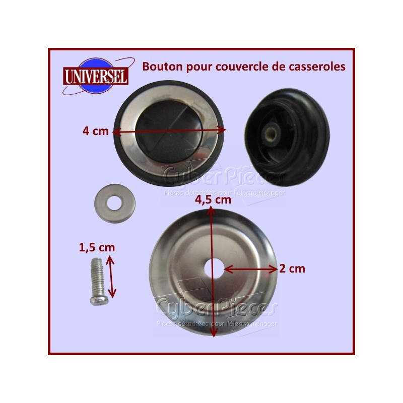 4 Pièces Boutons de Couvercle de Casserole- Noir, Boutons de